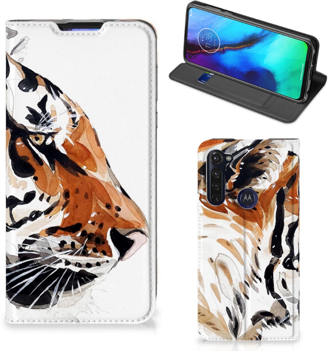 Bookcase Motorola Moto G Pro Watercolor Tiger