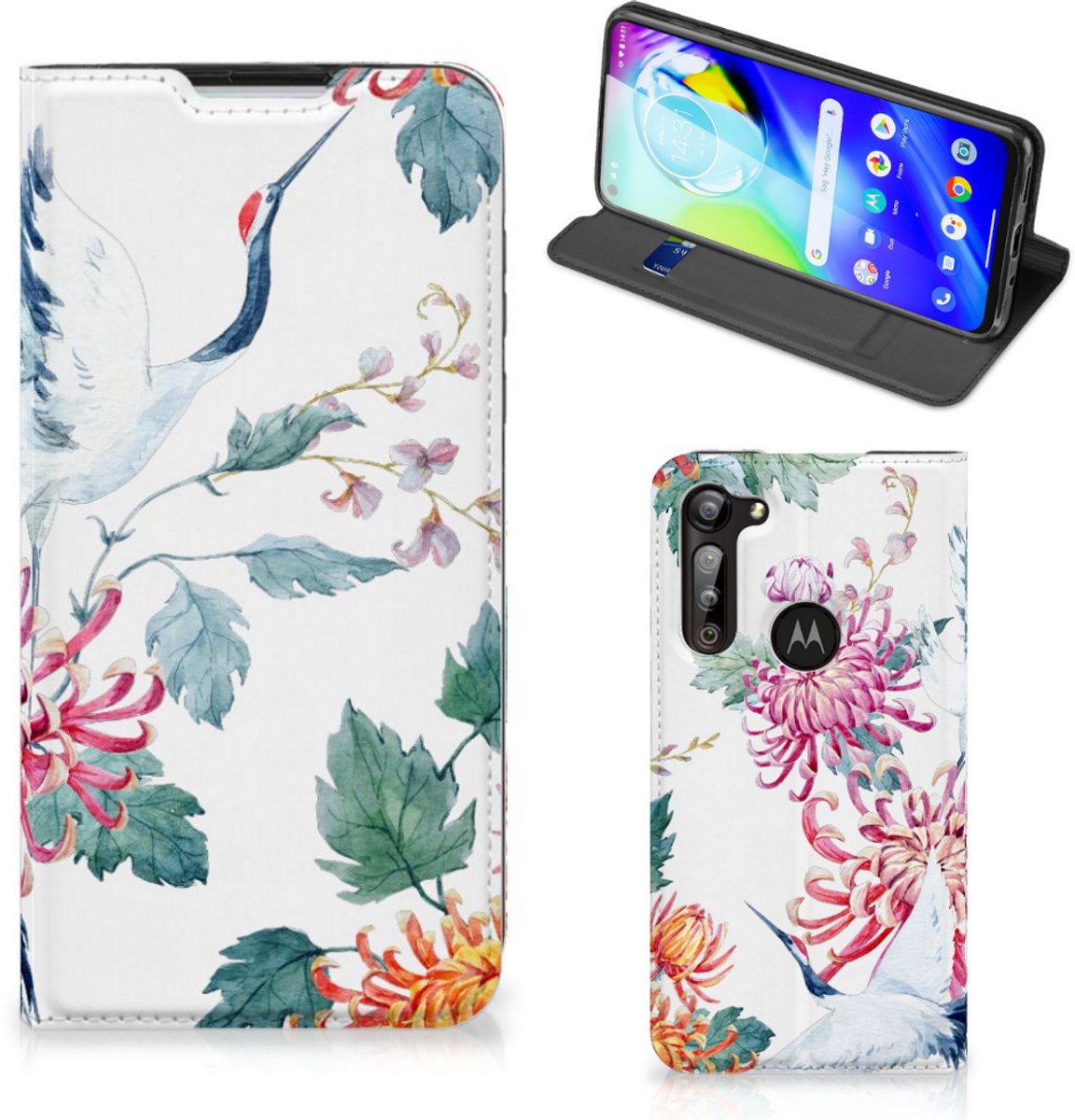 Motorola Moto G8 Power Hoesje maken Bird Flowers