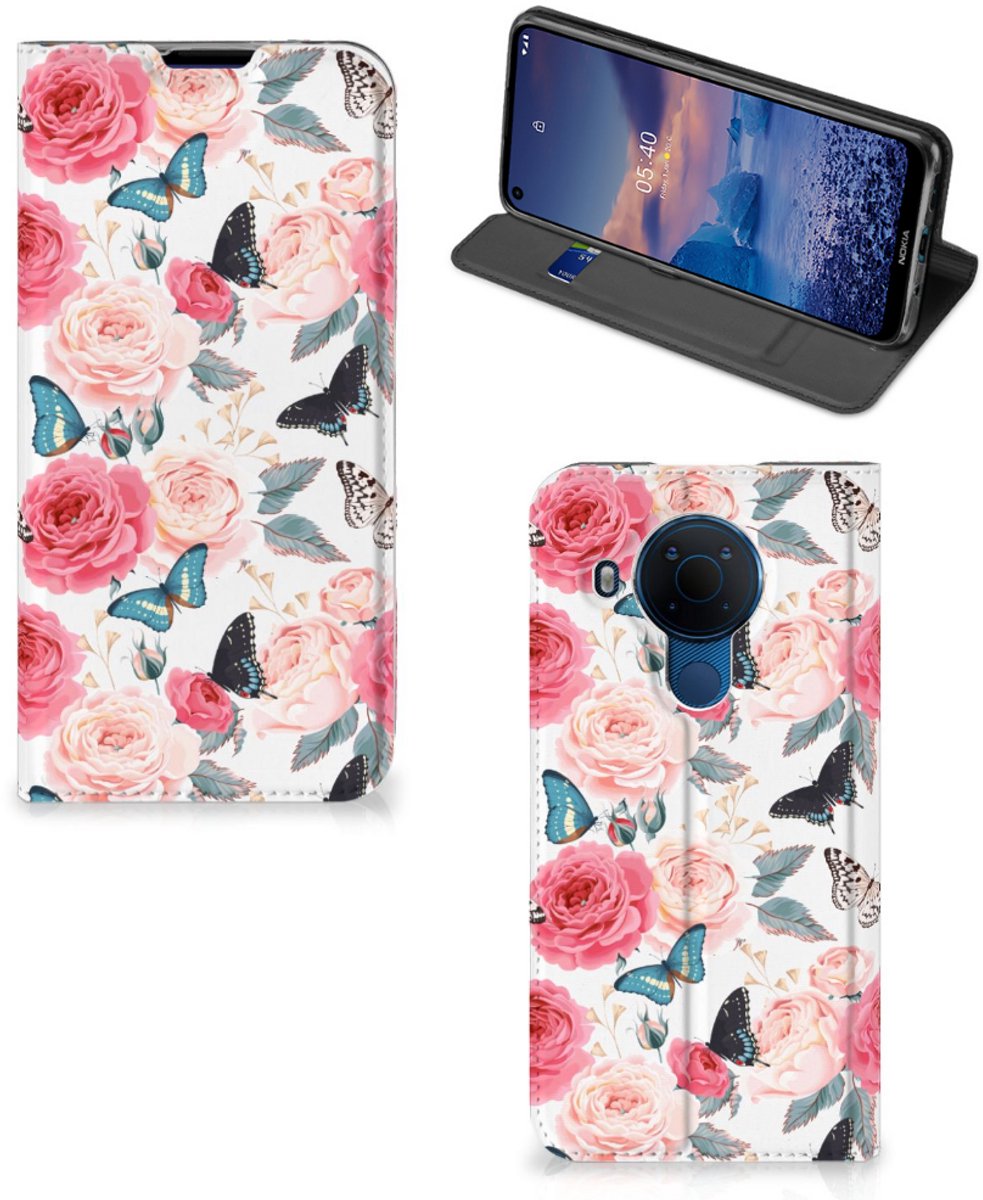 Nokia 5.4 Smart Cover Butterfly Roses