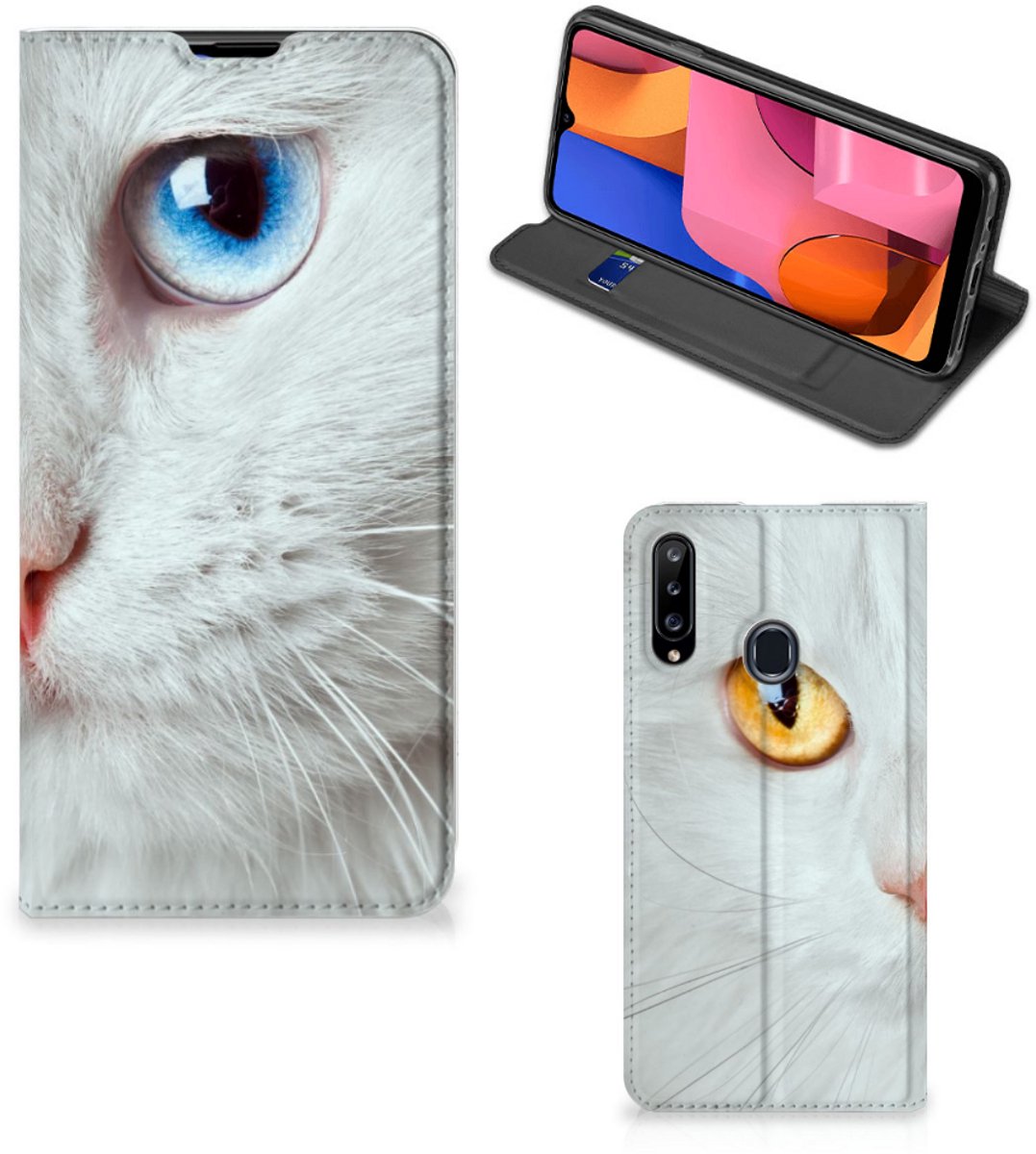 Samsung Galaxy A20s Hoesje maken Witte Kat