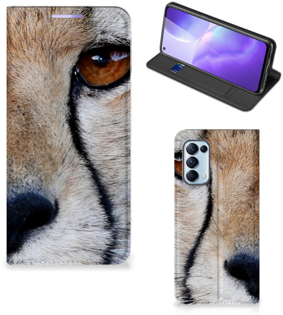 Book Case voor OPPO Find X3 Lite Hoesje maken Cheetah
