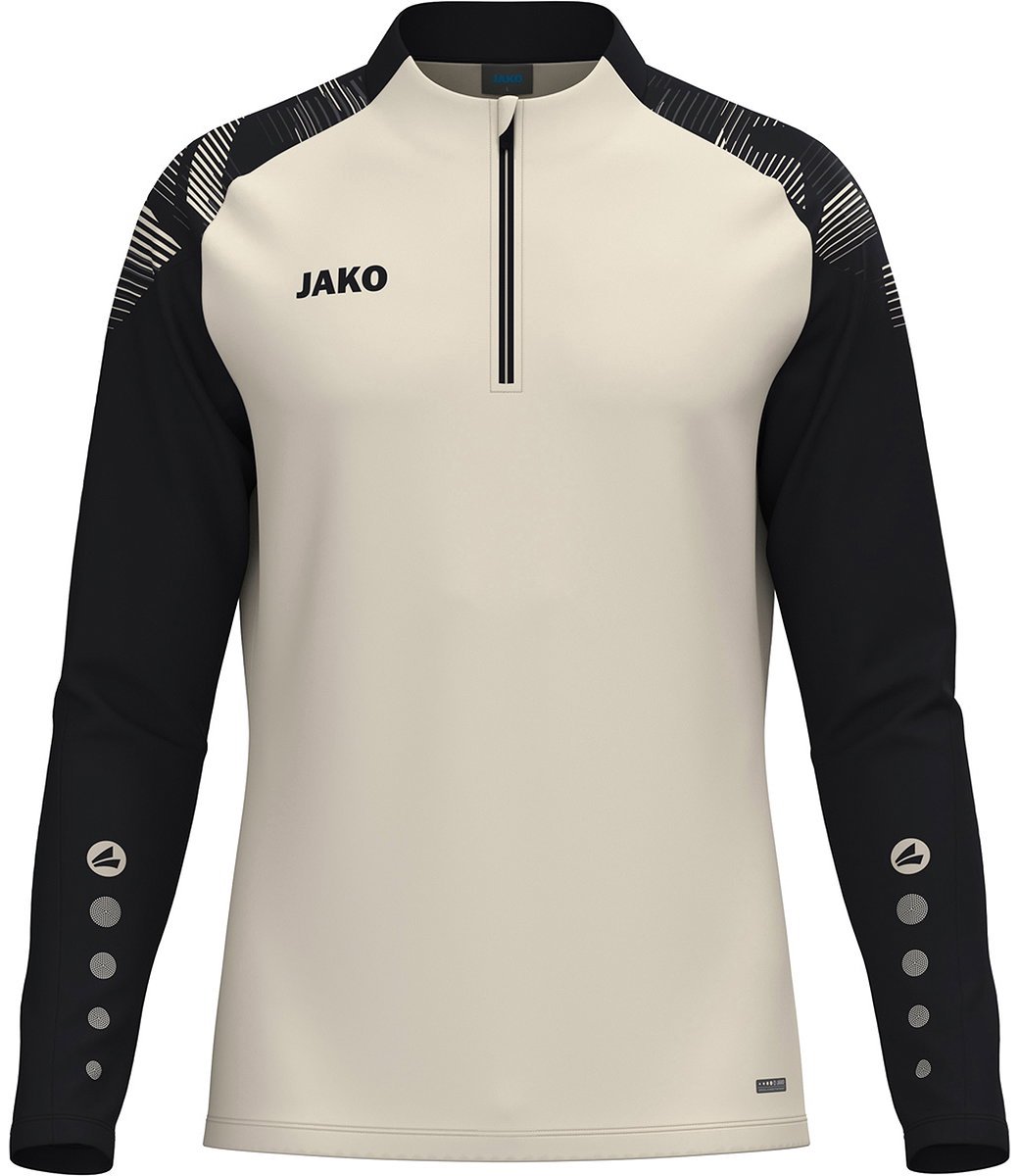 Jako Sonic Ziptop Heren - Off White / Zwart | Maat: L