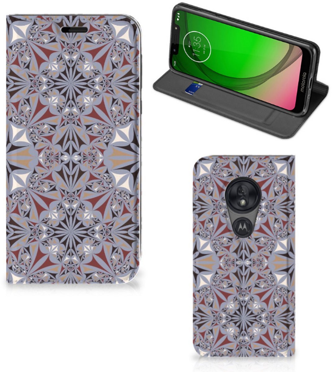 Book Case voor Motorola Moto G7 Play Standcase Flower Tiles