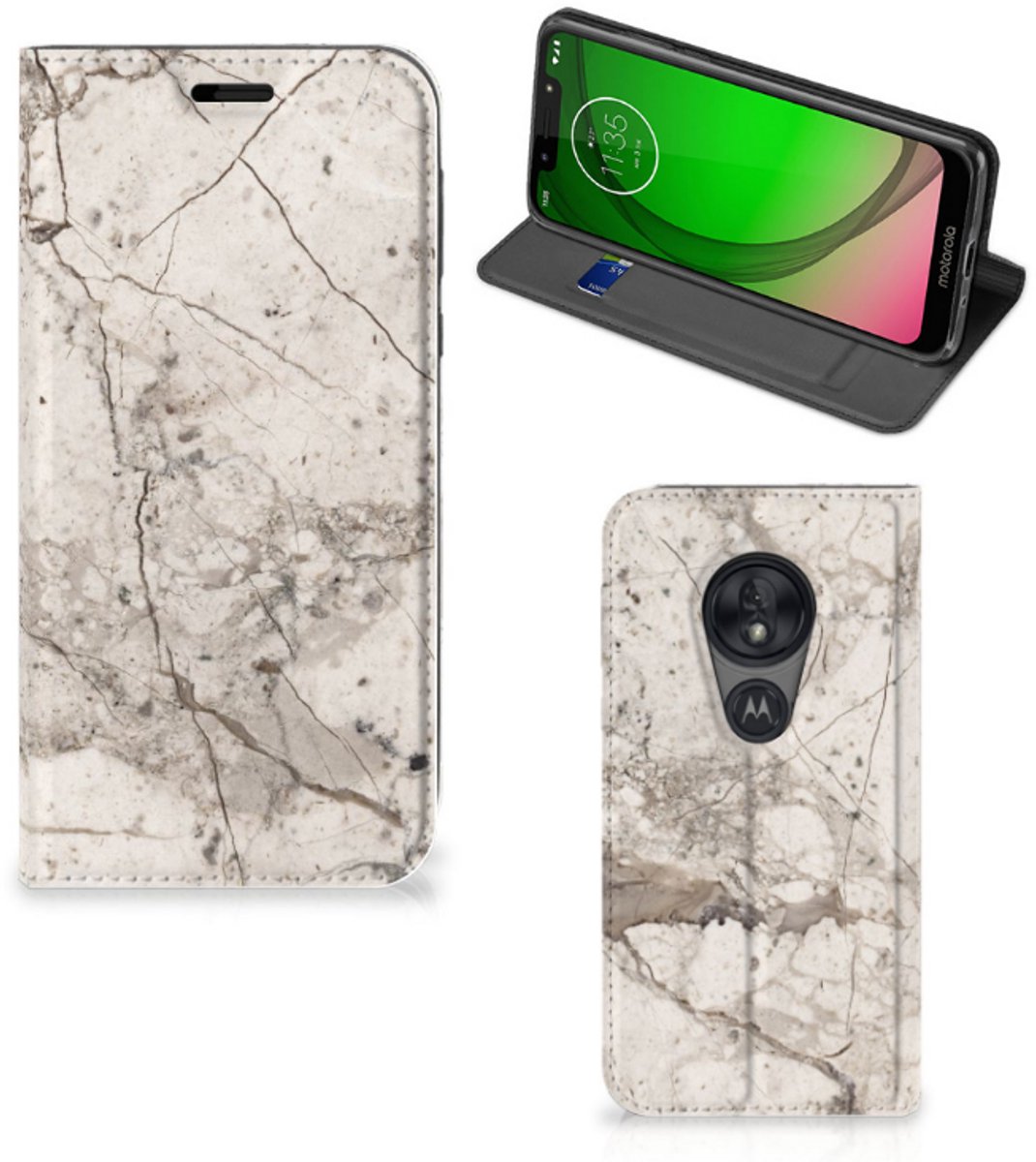 Motorola Moto G7 Play Standcase Marmer Beige