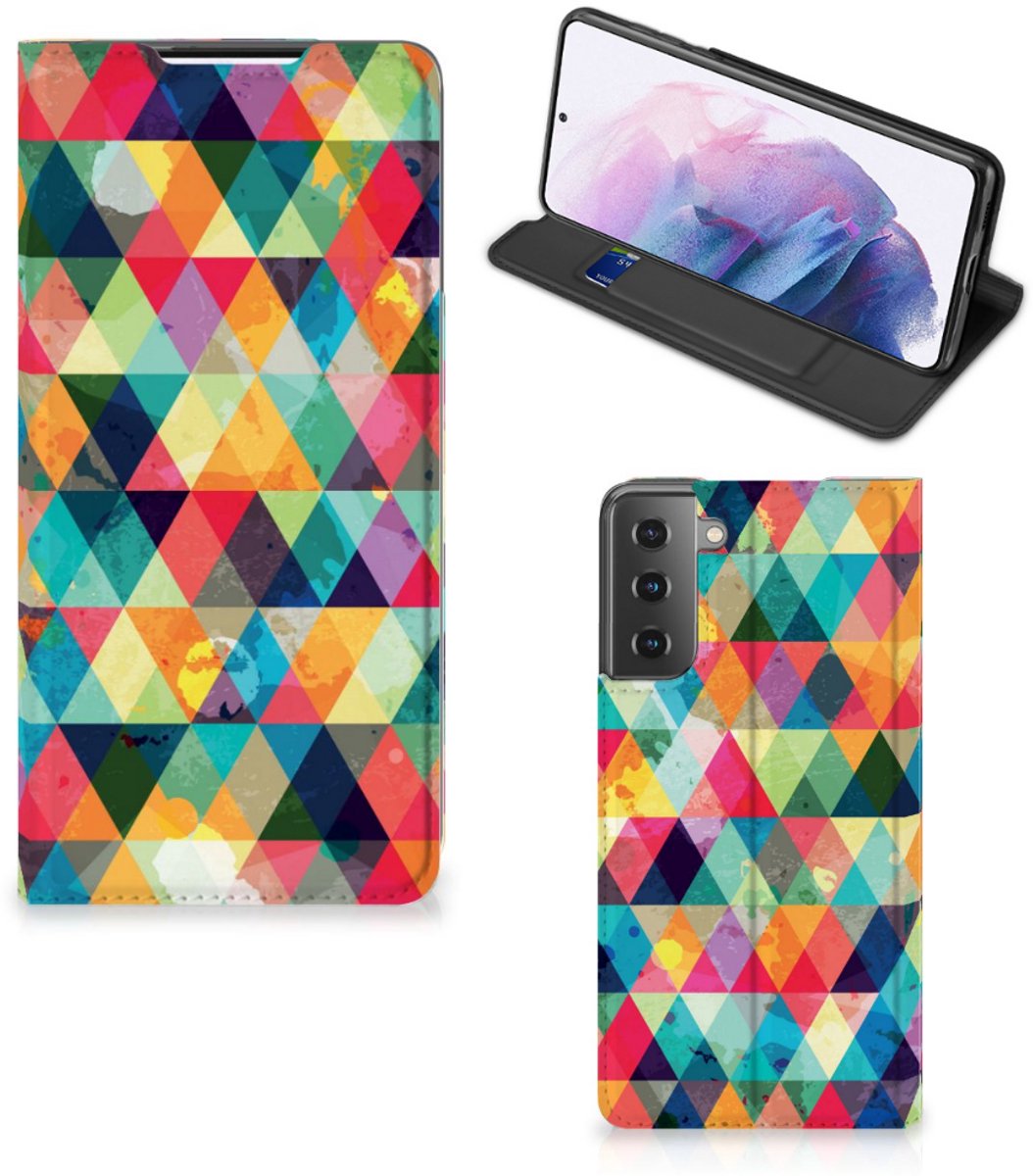 Samsung Galaxy S21 Plus Hoesje met Magneet Geruit