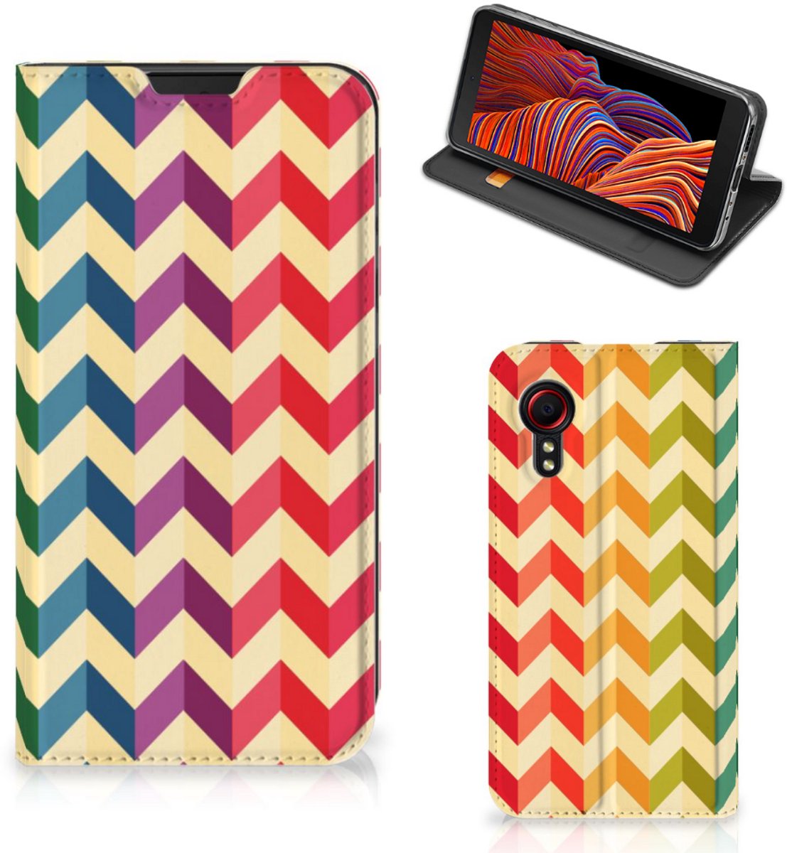 Samsung Galaxy Xcover 5 Hoesje met Magneet Zigzag Multi Color
