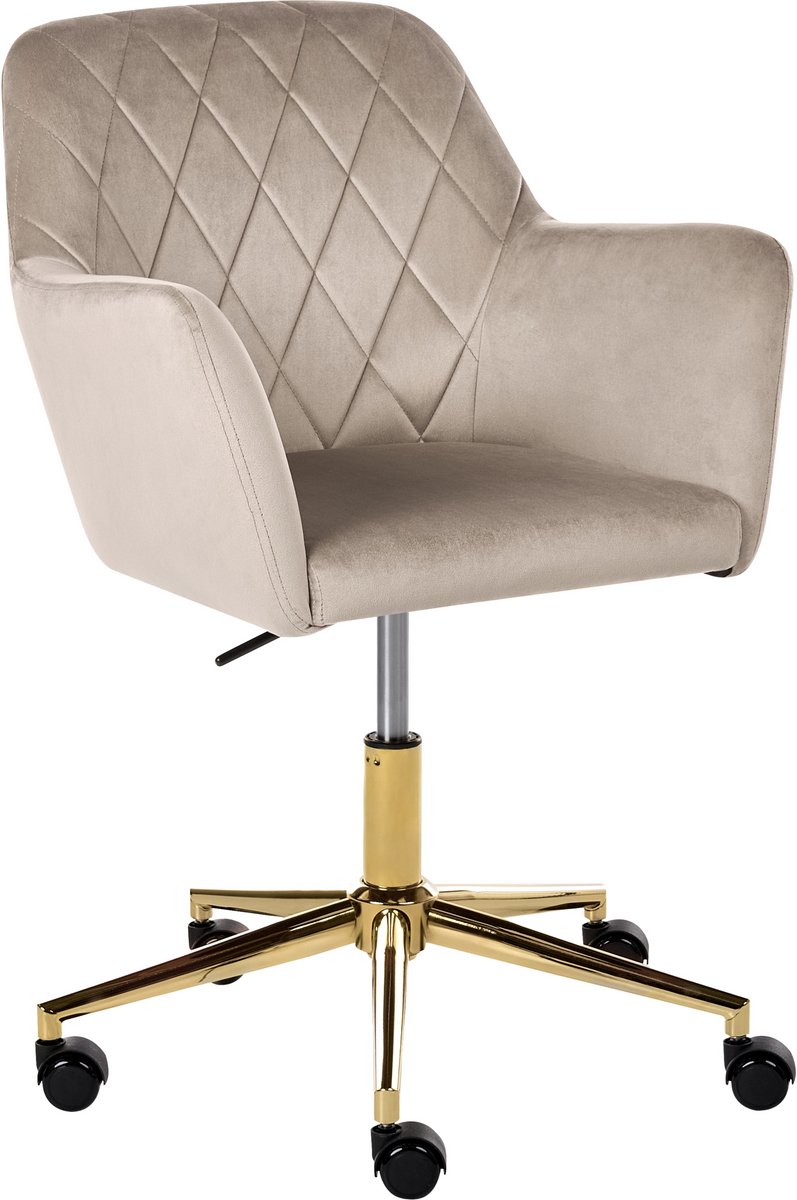 LELORIA - Bureaustoel - Taupe - Fluweel