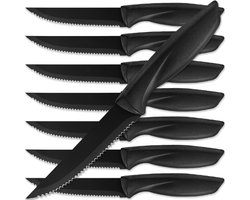Steakmessen set 8 delig - Dinermessen - RVS - Zwart