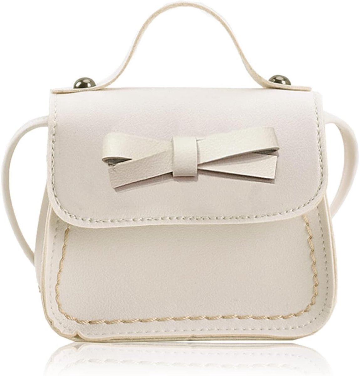 Allecto - Kindertas - Meisjes - PU Leder - Crossbody - Handtas - Strik - Feest Winkelen Fotografie - Beige