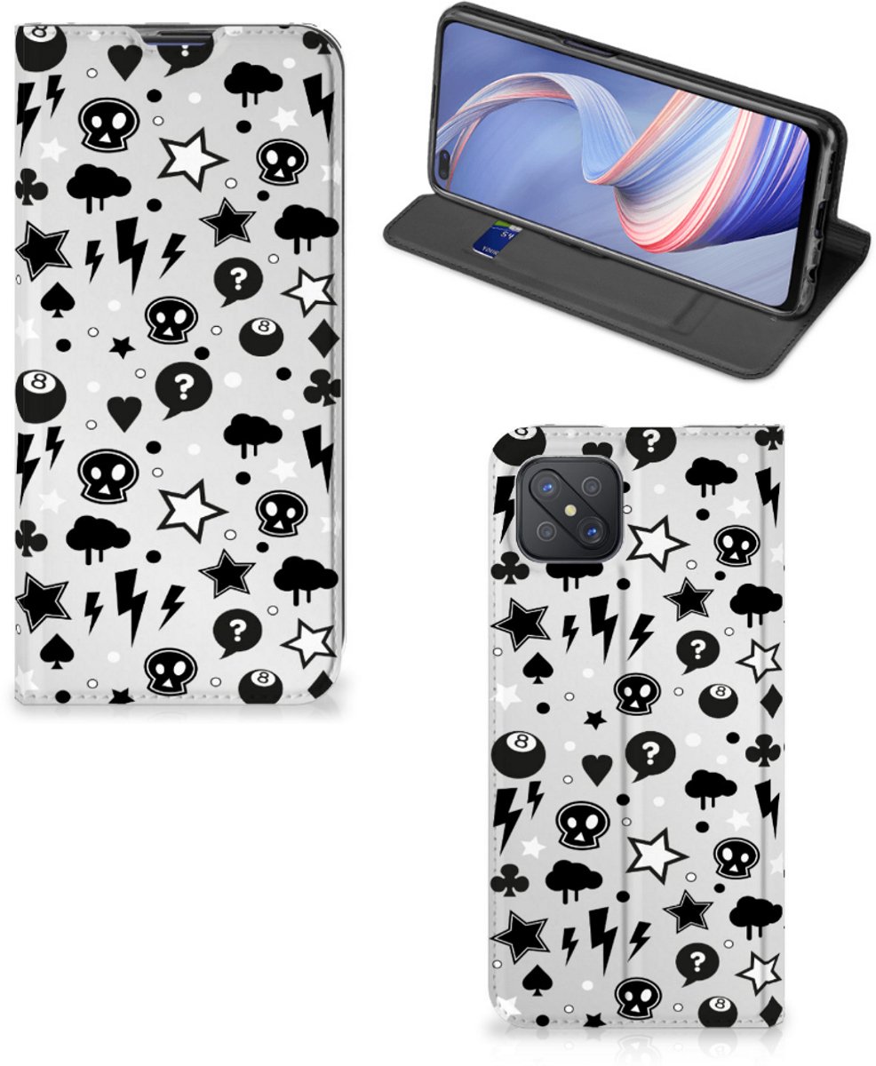 Mobiel BookCase OPPO Reno4 Z 5G Silver Punk