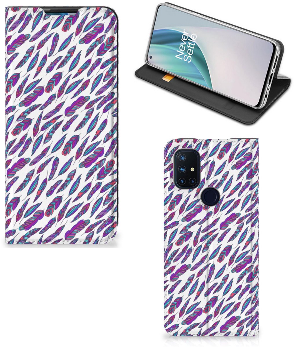 OnePlus Nord N10 5G Hoesje met Magneet Feathers Color