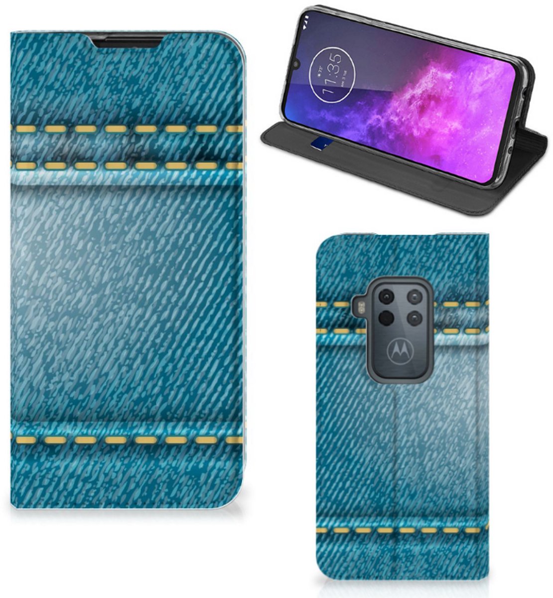Motorola One Zoom Hippe Standcase Jeans