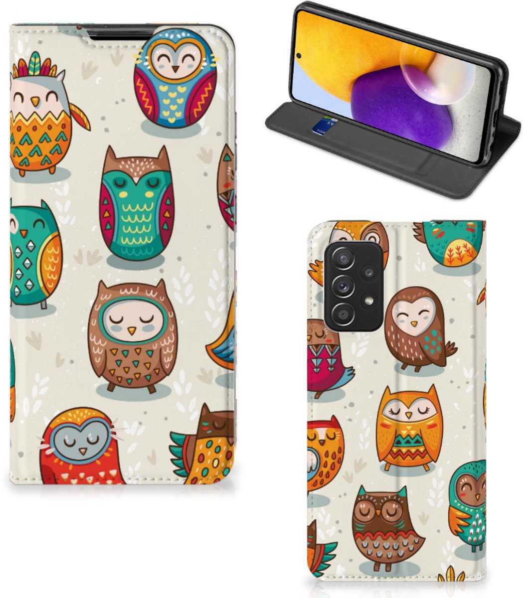 Samsung Galaxy A72 (5G/4G) Hoesje maken Vrolijke Uilen