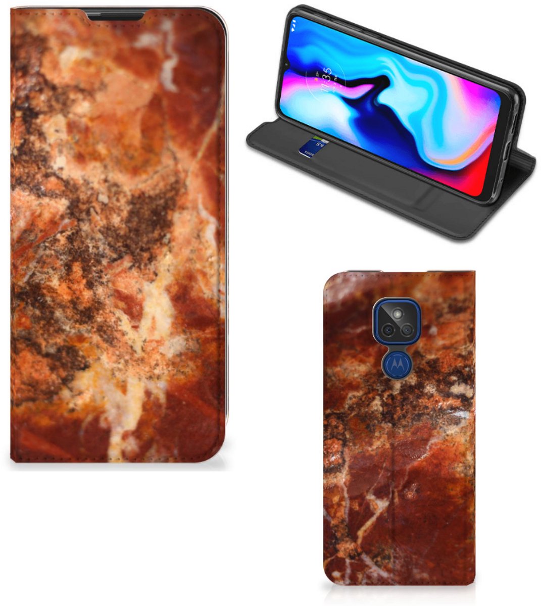 Motorola Moto G9 Play Standcase Marmer Bruin