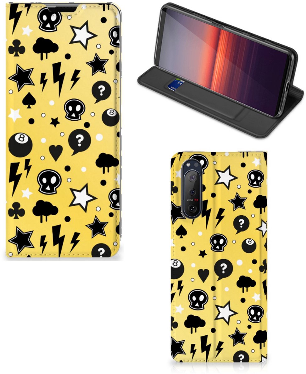 Mobiel BookCase Sony Xperia 5 II Punk Geel