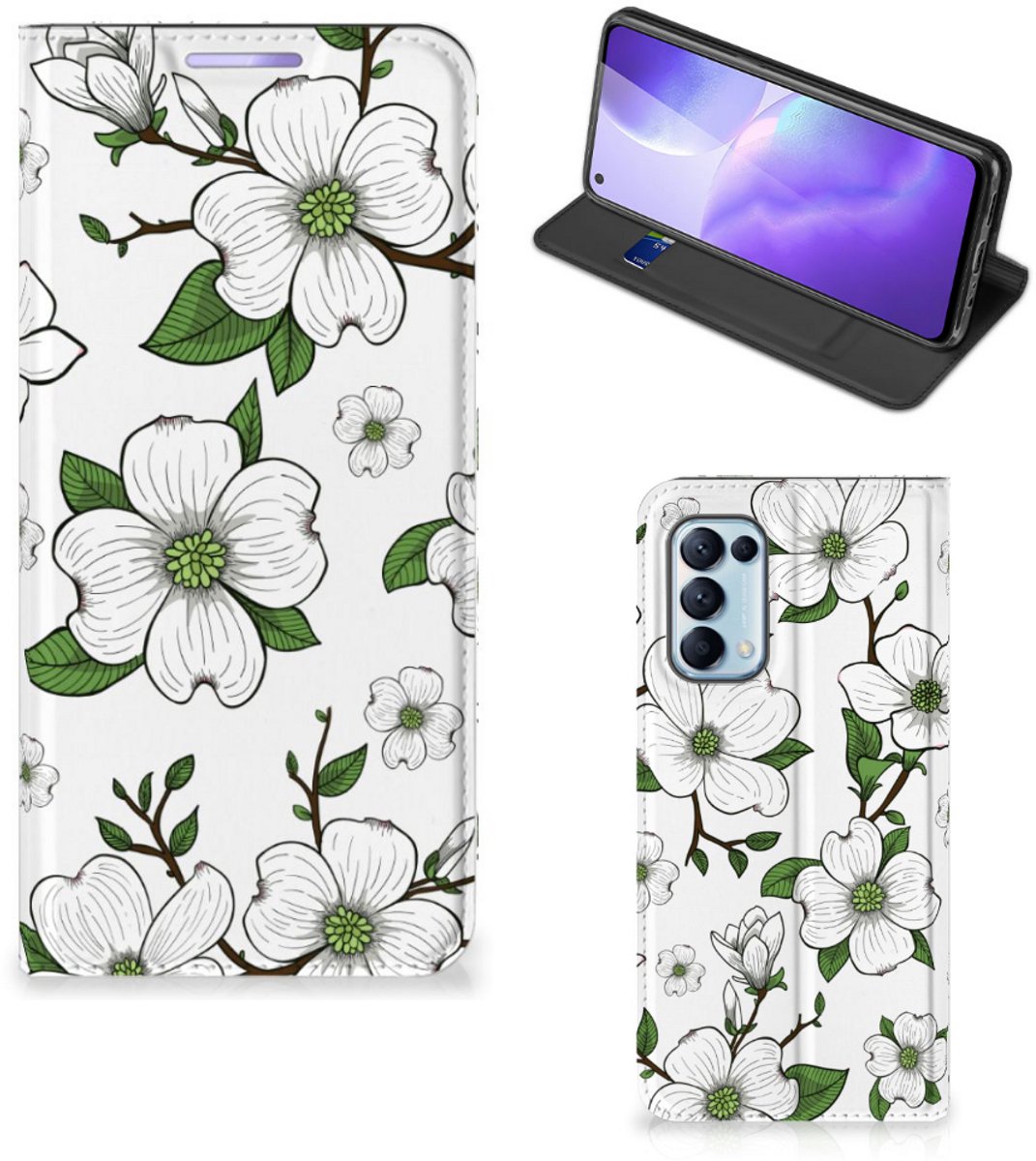 OPPO Find X3 Lite Smart Cover Dogwood Flowers