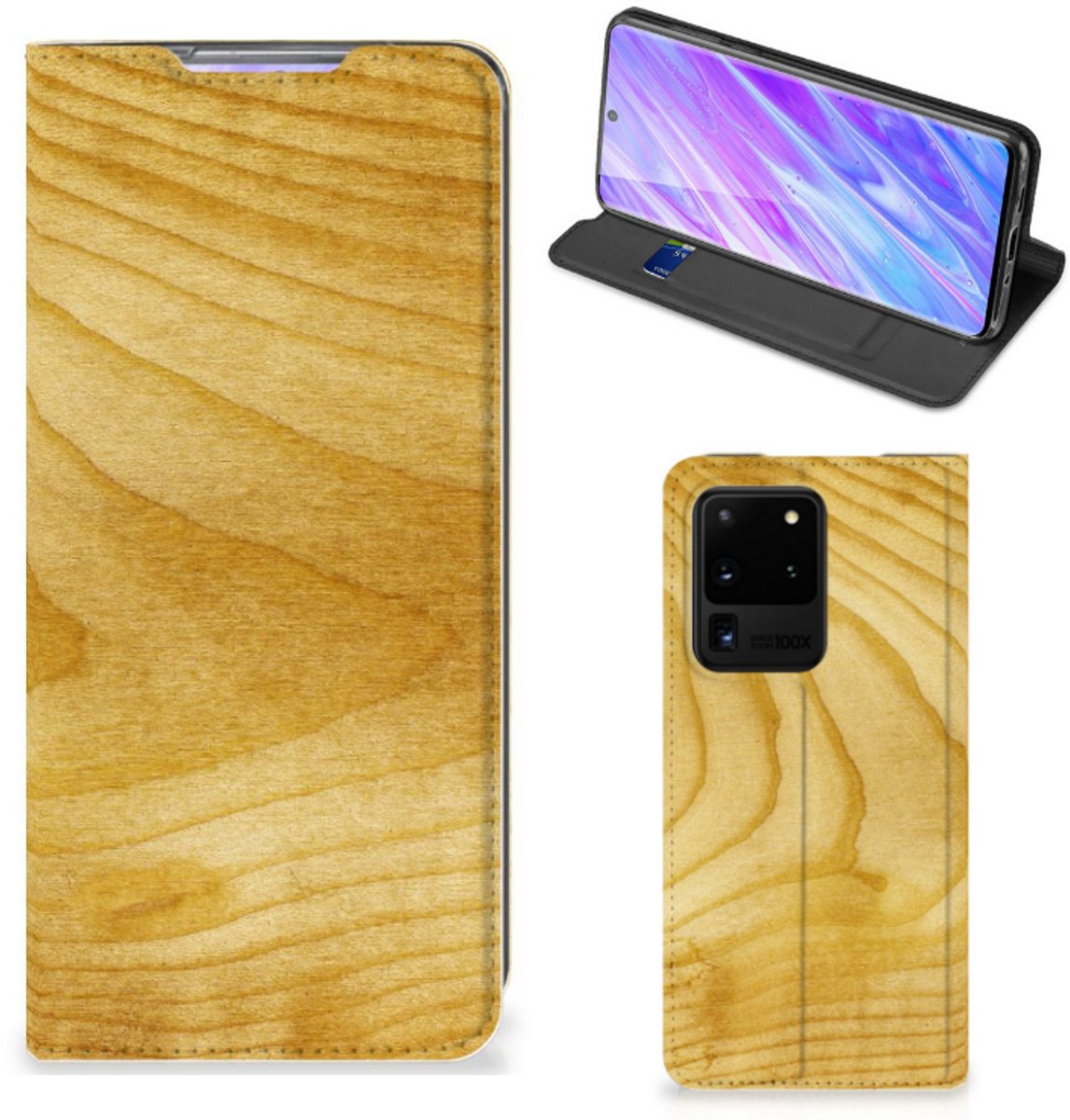 Samsung Galaxy S20 Ultra Book Wallet Case Licht Hout