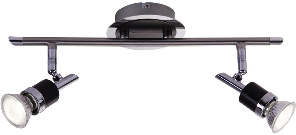 Globo LED plafondlamp spot verlichting design lamp chroom woonkamer spots verstelbaar, warm wit, LxH 38 x 13,5 cm zilver