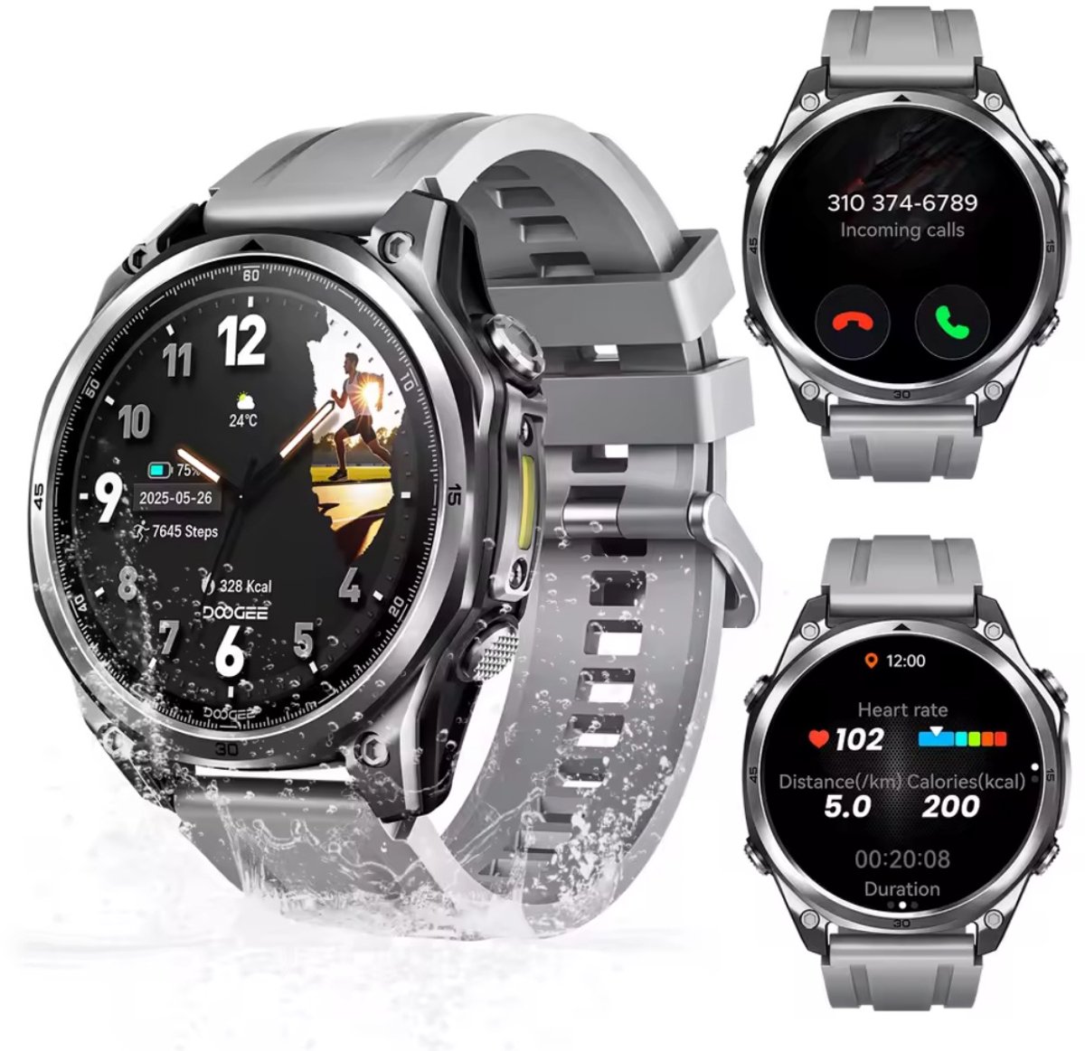 1.83inch HD TFT - Bellen AI Voice - Message - Hartslag & Slaap Monitor - Bloeddruk & O2 - 100+ Sport Modi - LED Zaklamp - 730mAh - Magnetic Laden -