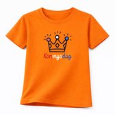 T-shirt enfants couronne pailletée | King's Day vêtements enfants | Orange | Taille 116