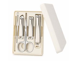 Manicure & Pedicure Set 7-delig – Nagelverzorgingsset RVS – Nagelknippers, Nagelvijl, Nageltang & Cuticle Tools – Complete Nail Care Kit voor Handen & Voeten