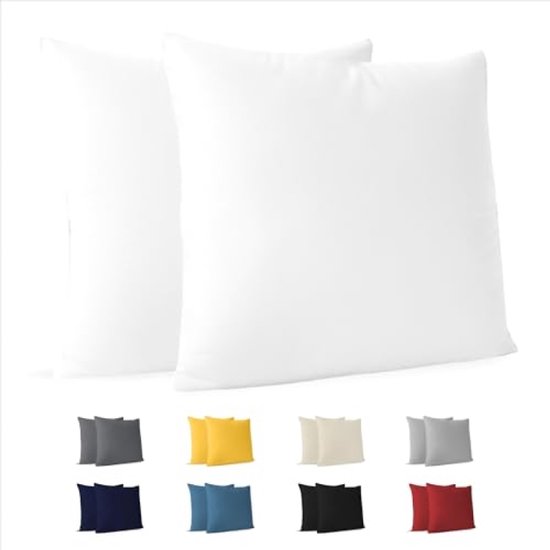 Set van 2 witte kussenslopen - 60x60 cm - Jersey katoen - Zacht en ademend