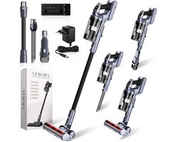 Vesora® 3-in-1 Steelstofzuiger Draadloos zonder Zak - BASIC - Draadloze Stofzuiger - Kruimeldief Snoerloos - Vacuum Cleaner - Handstofzuiger - Stofzuiger Steel met Hepa Filter - Stofzuiger Huisdieren - Zakloze Stofzuiger