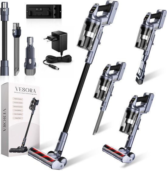 Vesora® 3-en-1 Steelstofzuiger V1 Sans fil sans sac - Aspirateur sans fil - Aspirateur à miettes sans cordon - Aspirateur - Aspirateur à main - Aspirateur sans fil avec filtre Hepa - Aspirateur pour animaux de compagnie - Aspirateur sans sac