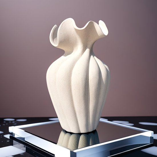 Elegante Gestreepte Keramische Vaas met Rok Element Ontwerp | Moderne Artistieke Stijl Decoratieve Vaas voor Verse en Hydroponische Bloemen,