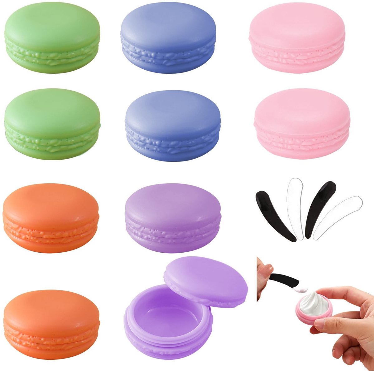 Dailygoods- Reispotten 10 stuks - Navulbare Cosmetische Containers - Plastic Monsterpotten - Make-up Spatels - Kleine Potten 10 ml - 4,5 x 2,4 cm - Cosmetische Potjes
