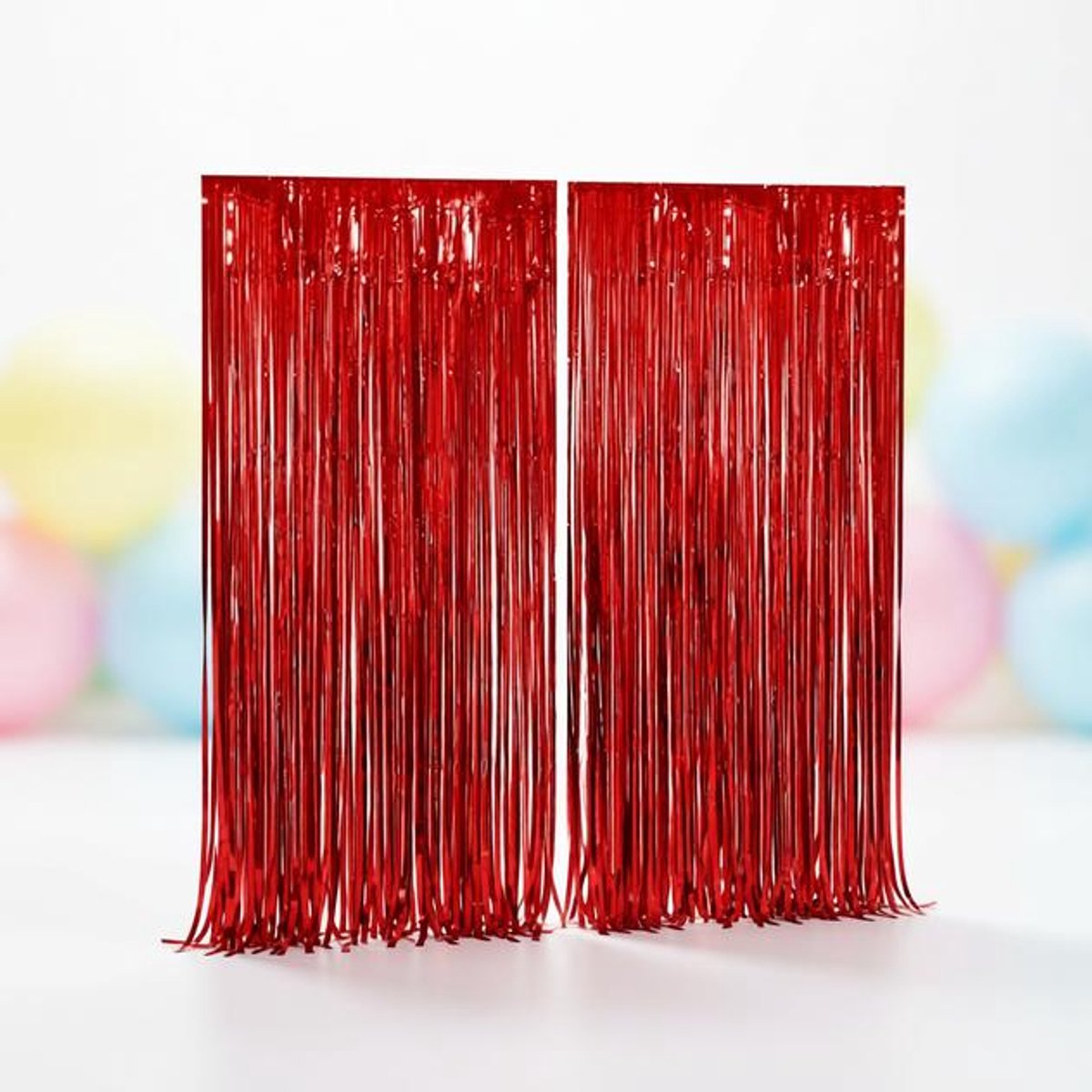 ElleMooi Lametta Metalen Gordijn Rood - 2 Stuks - Folie Gordijn Achtergrond Ringgordijnen voor Feestdecoratie - Partij Bruiloft Verjaardag - 1x2m