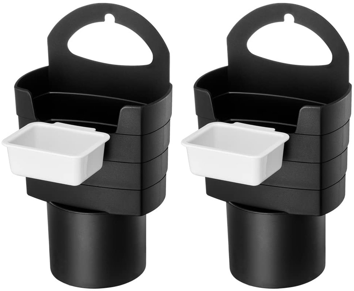 Dailygoods- Friethouder met dip - Auto Organizer - 2 Stuks - Hoogwaardig PP - Compact 18 x 10 cm - Duurzaam en gemakkelijk te reinigen