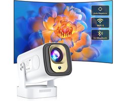 Mini Projector, upgrade 2026, ondersteunt 8K en 1080p, autofocus, draagbare projector met wifi 6 en Bluetooth 5.4, automatische keystone-correctie, mini-projector ondersteunt 4K, geschikt voor Android 14 home cinema