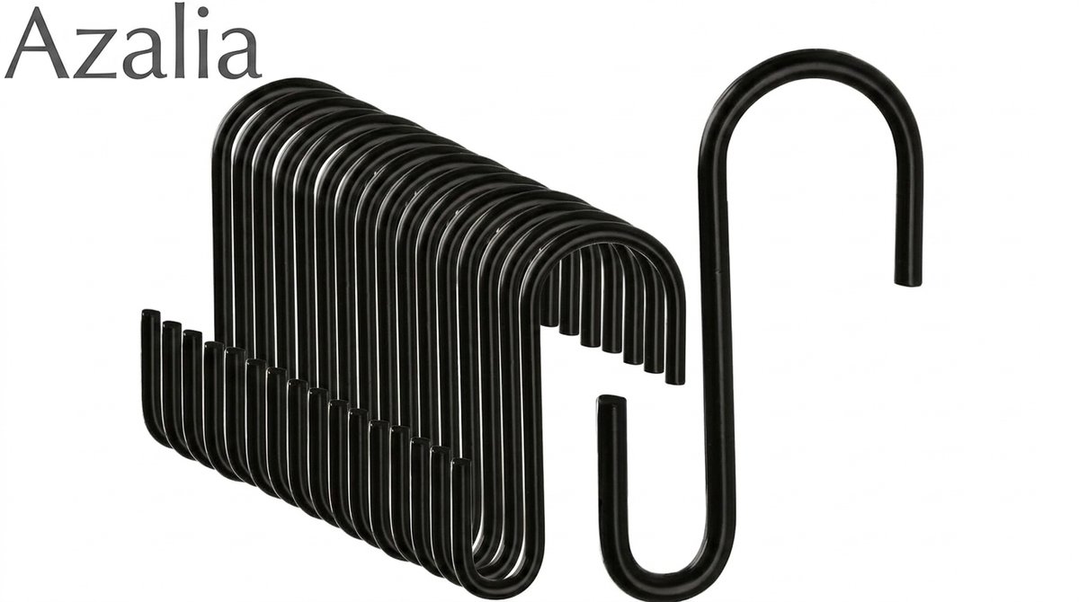 20 Stuks S-haken, Zwart, Roestvrij Staal, Haken Om Op Te Hangen, S-haken, Kleine Haken voor Zware Lasten, Dubbele Haken, Ophanghaken voor Haken, Garderobe, Keukenhaken, Kledingroedes