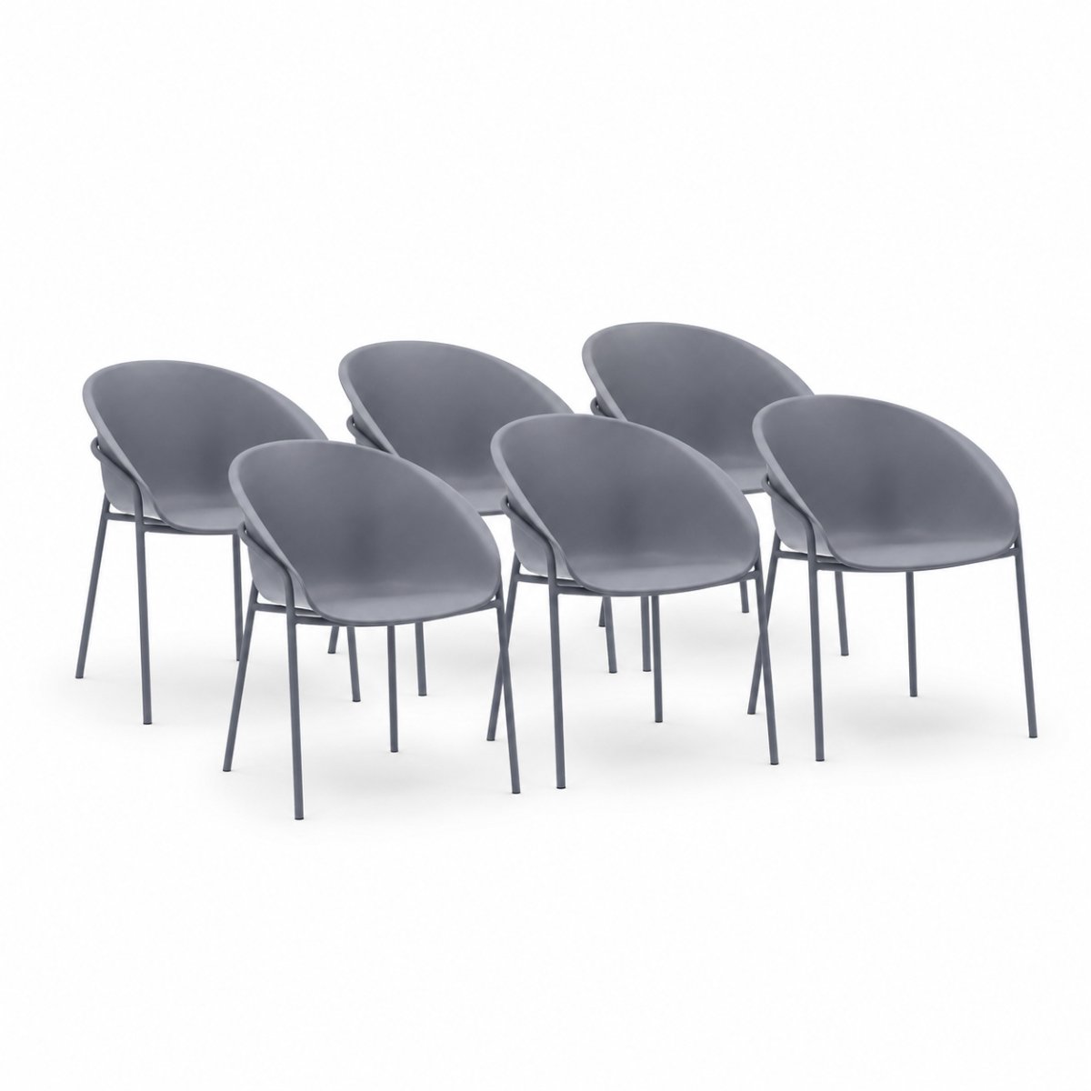 DS4U® - Ella stoel - Set van 6 - Grijs - Kunststof - Weerbestendig