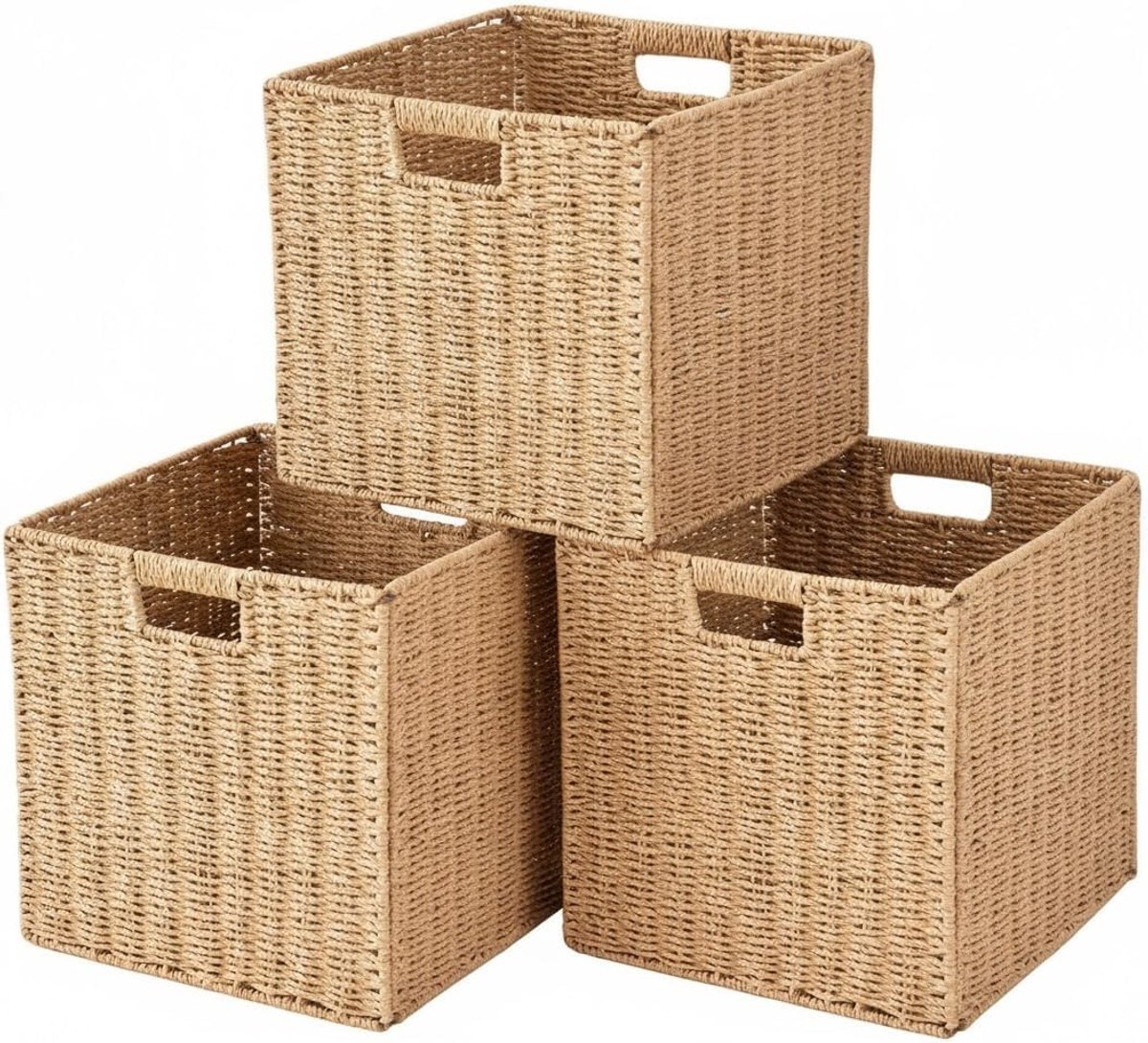 Opbergmand set van 3 - gevlochten opbergmanden - opvouwbaar en multifunctioneel - ideaal voor organisatie - ShopVlot