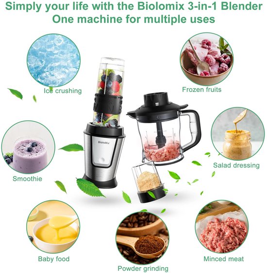 LUMÉ STORE Blender - Keukenmachine - Smoothie - Hakmolen - Molen - Mixmachine - IJscrusher - 700W - BPA-vrij - RVS Messen - Zwart van LUMÉ STORE — afbeelding 4