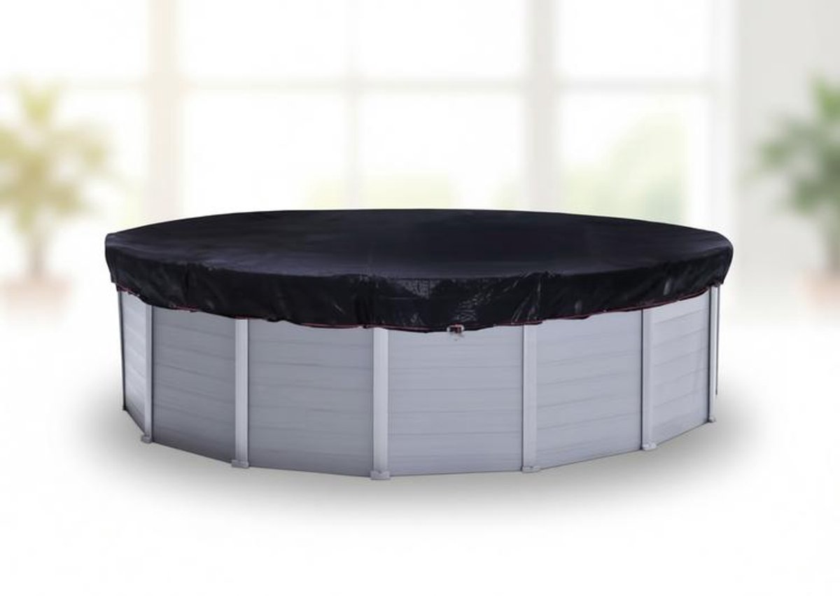 ElleMooi Zonnezeil zwembad rond Ø 610 cm winterafdekking 200 g/m² zwart