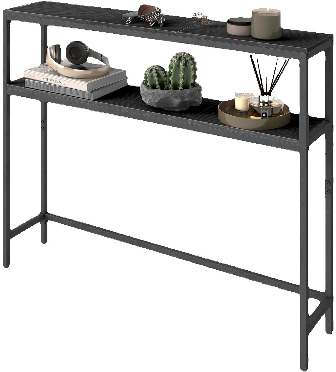 NordHaus Consoletafel - Haltafel - Sidetable - 2 Opbergniveaus - 100 x 20 x 80 cm Zwart