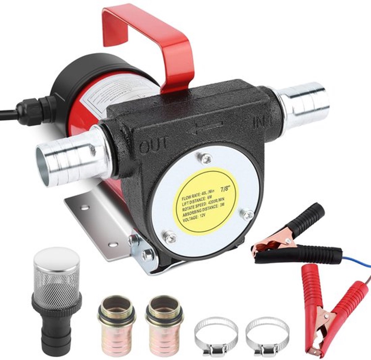 Allecto - 12V Oil Pump - Elektrische Oliepomp - 160W Vermogen - Rood