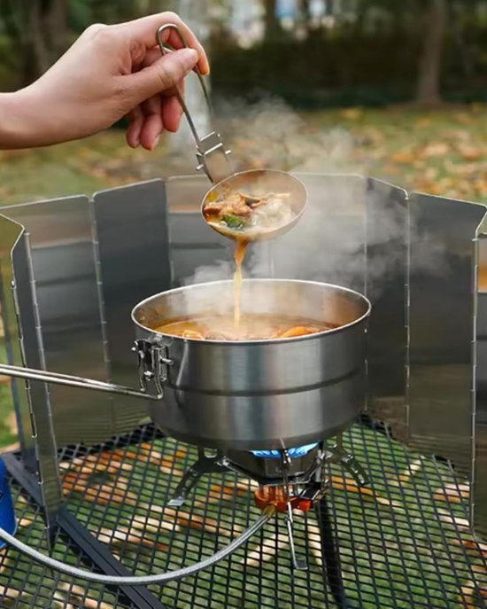 Windscherm voor Camping Kooktoestel met Opbergzak - 14 Platen, Lichtgewicht Aluminium, Ideaal voor Buiten koken — afbeelding 3