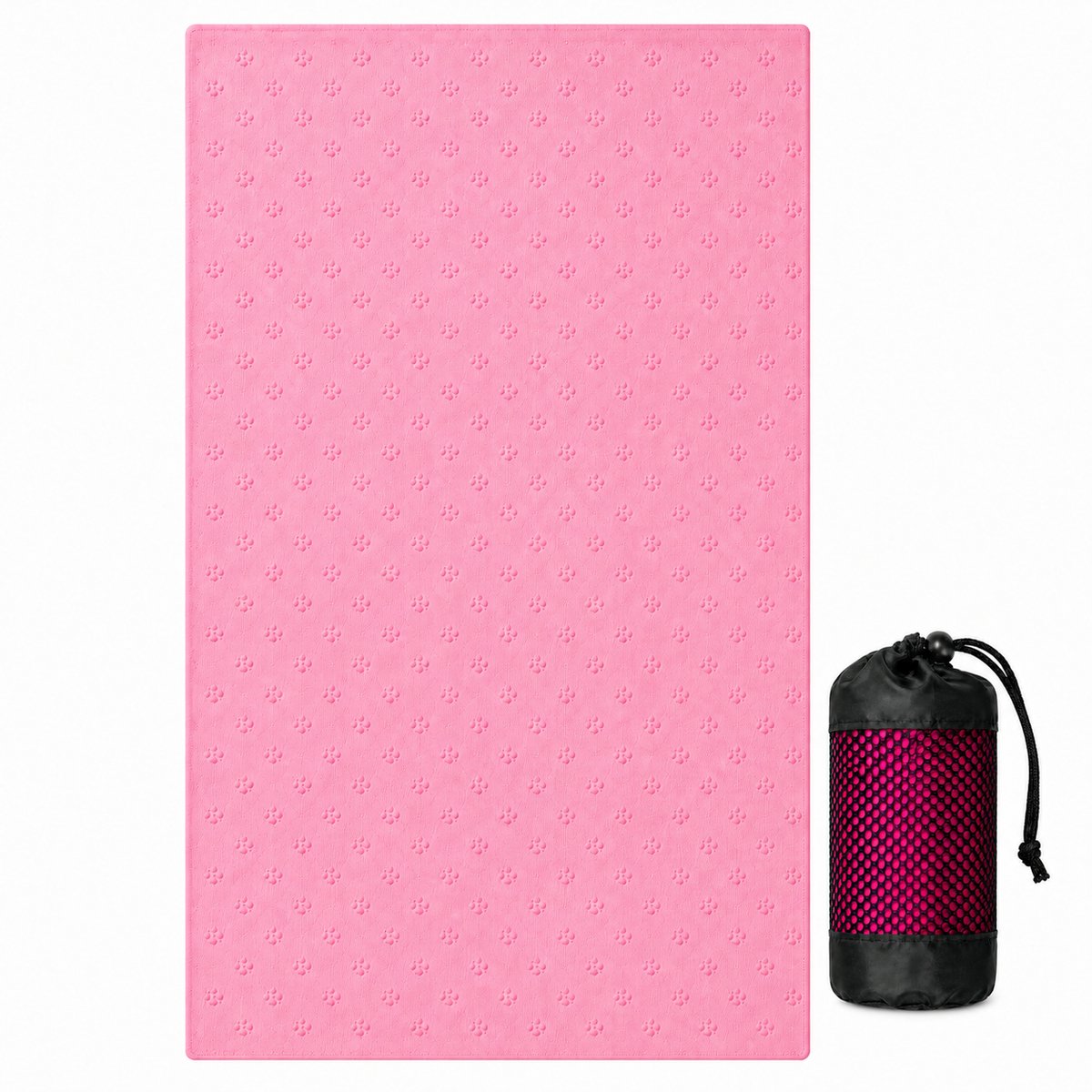 Sercano Yoga Handdoek 180x82cm - Snelle Drogende Microvezel Antislip Yoga Mat Towel - Inclusief Net Draagtas - Machinewasbaar - Hot Yoga & Vinyasa - Roze