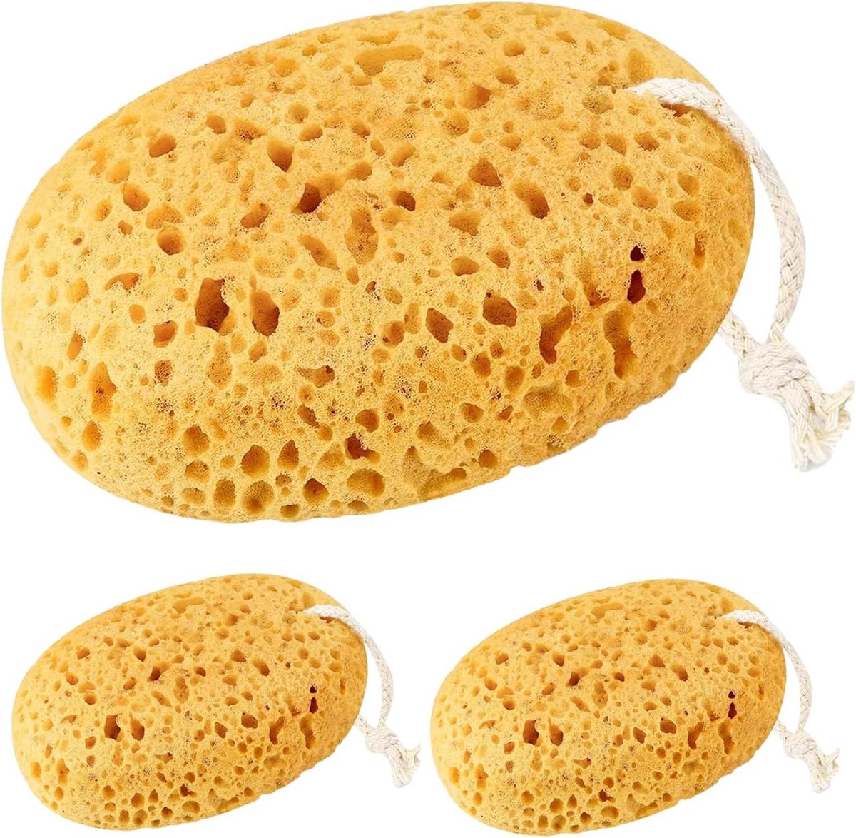 SnelShoppen - 3 Stuks Natuurlijke Bad Sponsen - Ultra Zacht Exfoliërende Lichaamsponsen - Hypoallergeen voor Gevoelige Huid - Perfect voor Kinderen -