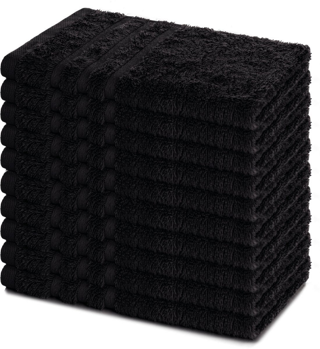 Lavea® Set van 10 handdoeken 30x50 cm, 100% katoen – Zacht en absorberend – Voor thuis, hotel, spa en gasten – Perfect als handdoek / gastendoekje – Zwart