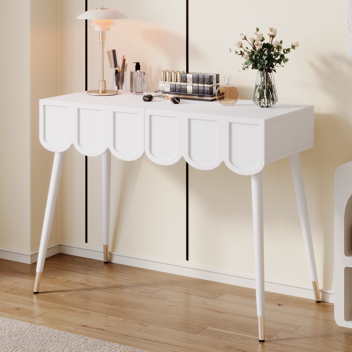 REDOM Kaptafel - 2 Lades - Modern - Slaapkamer of Thuiskantoor - MDF - Wit - 100 × 40 × 76 cm
