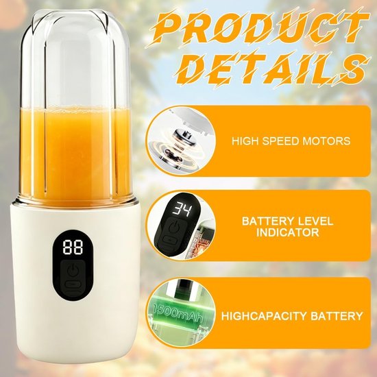 Mini Blender - Persoonlijke Mixer - Gezonde Smoothies Maken - Draagbaar Ontwerp - 300 ml Capaciteit - Zwart van MINI — afbeelding 3