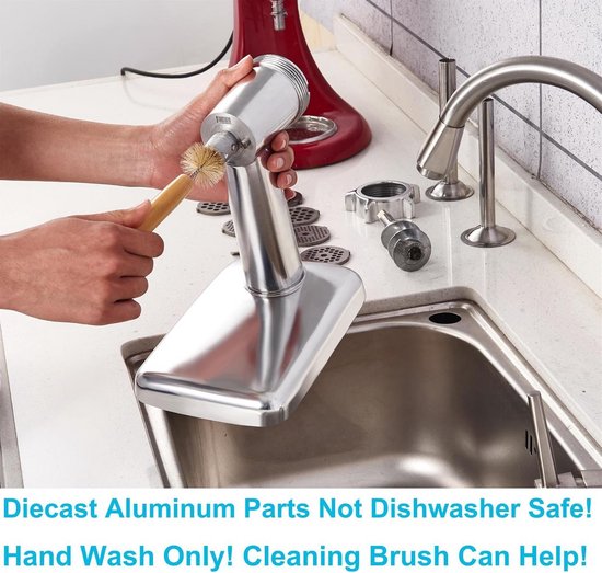 Vleesmolen attachment voor Kitchenaid Stand Mixer - worstvulling hoorns - slijpbladen - slijpschijf - reinigingsborstel - vleesmolen accessoires GVODE — afbeelding 3