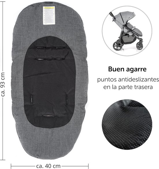 Universele voetenzak voor babyzitje, kinderwagen kuip en buggy, 2-in-1 wintervoetenzak en zitkussen van behaaglijk fleece, babyvoetenzak met tas, grijs van Universele — afbeelding 5
