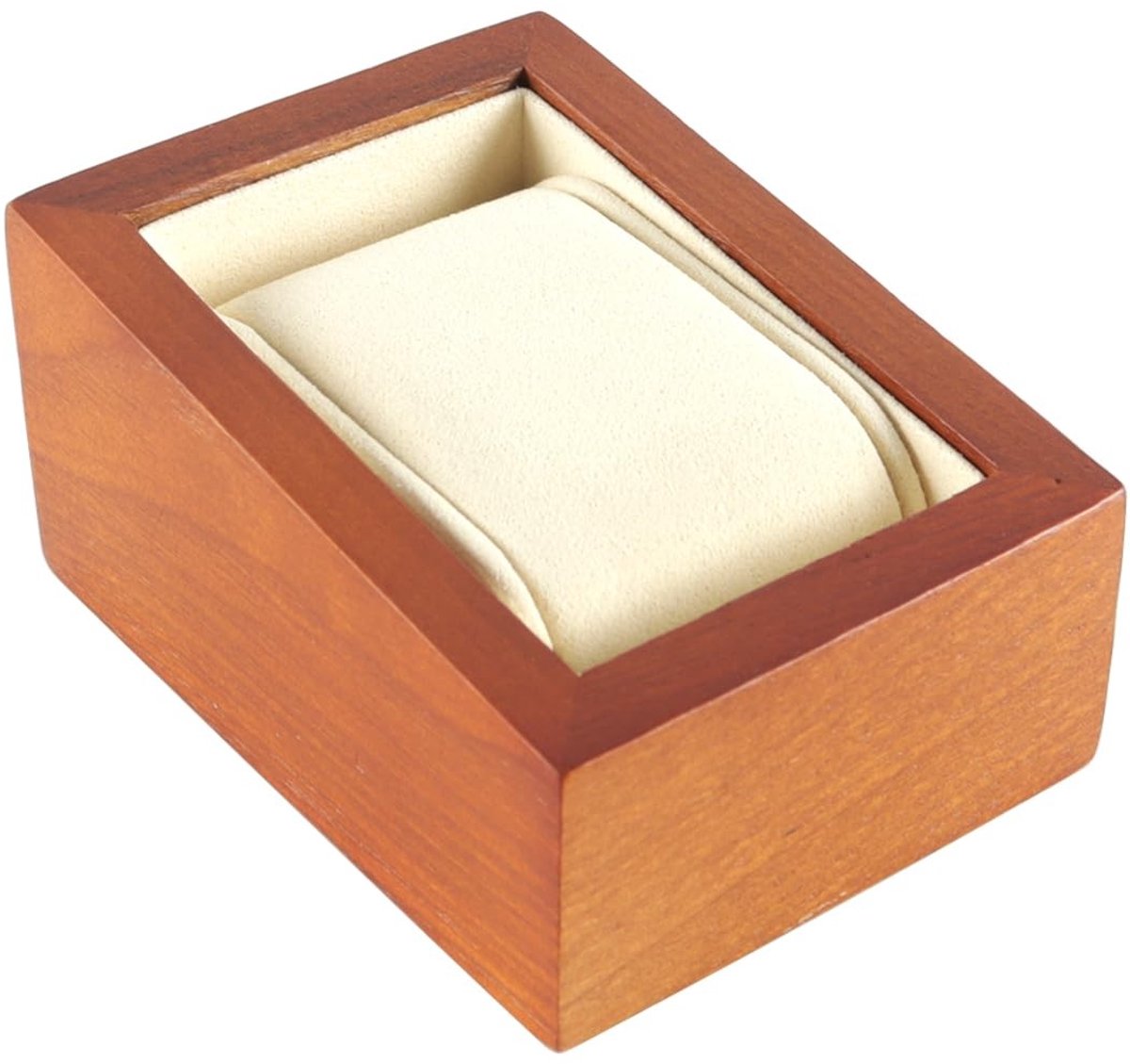 Dailygoods- Horlogestandaard Houten Basis - Compacte Horloge Houder - Sieradendisplay - Opbergruimte 7 x 9,5 x 4,8 cm - Microvezelkussens - Duurzaam en Elegant - Horlogehouder