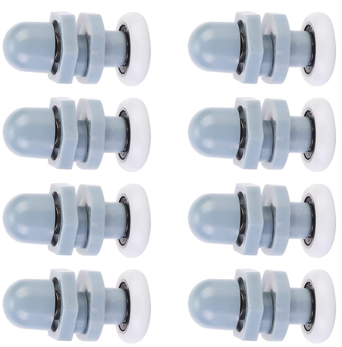 Dailygoods- Schuifdeurwiel 8 Stuks - Kunststof - Roldiameter 20 mm - Gladde/Ruisloze Rollen - Duurzaam - Geschikt voor Douchedeuren - Deurrijger